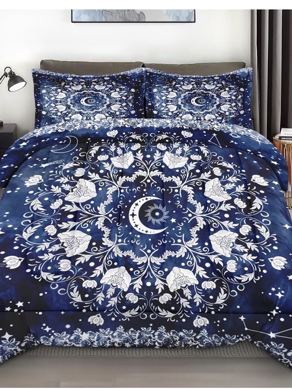 Twin Celestial Mandala Navy Blue Comforter Set